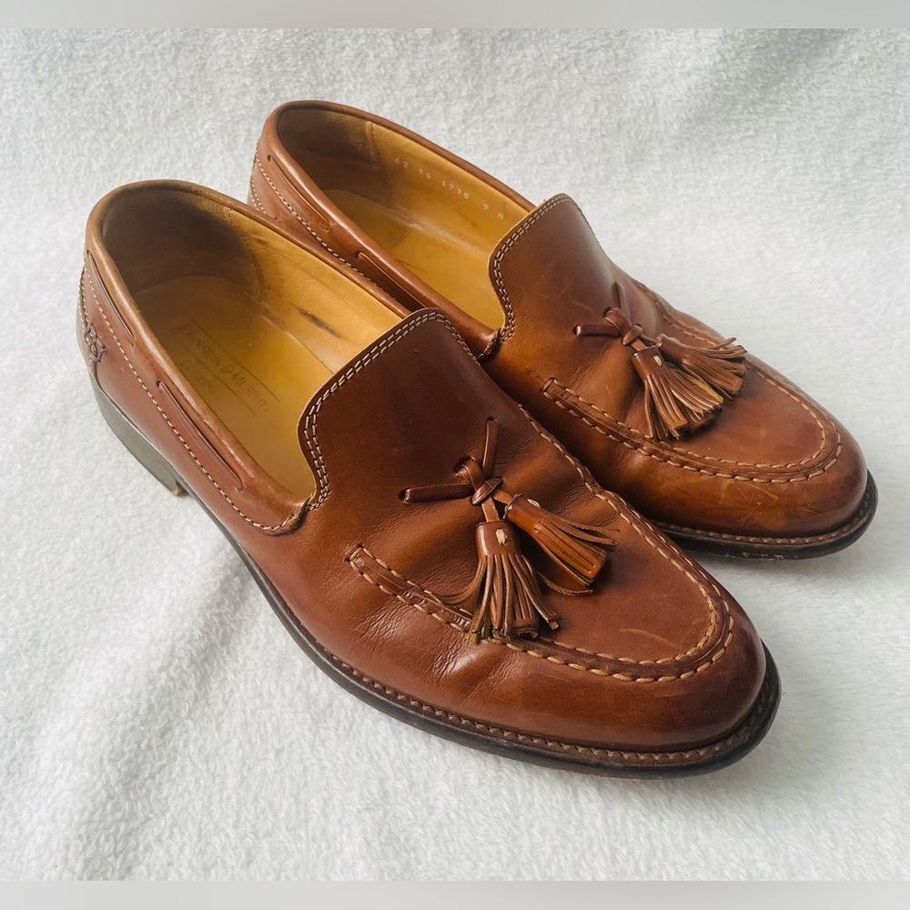 Johnston Murphy Men Cellini Loafers 9 M Brown Tassel Leather Made In Italy